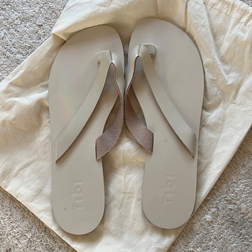 Tibi leather flip flops